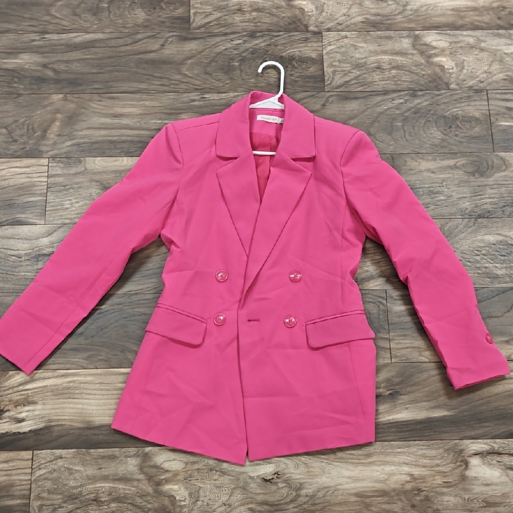 Shoedazzel Women's Pink Double-Breasted Blazer